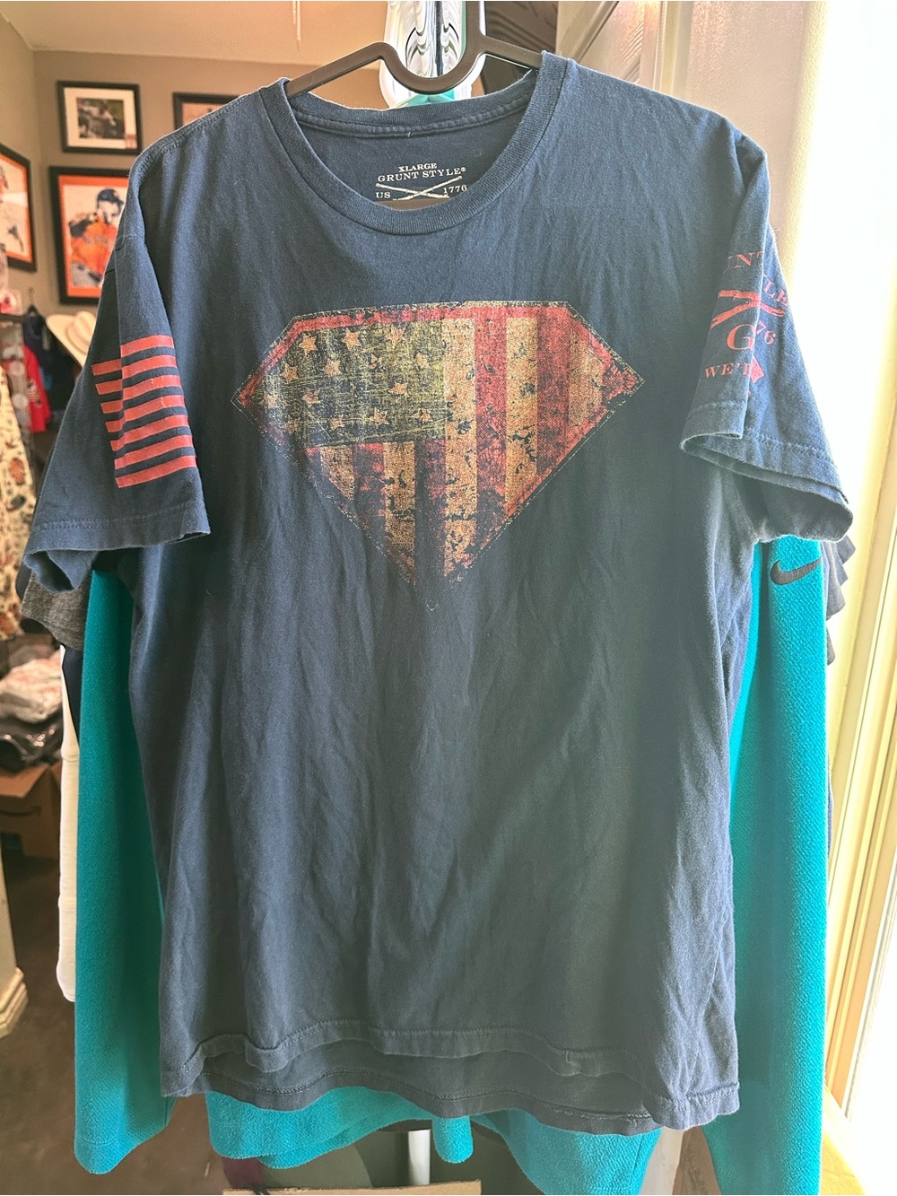 Grunt Style Navy American Flag USA 🇺🇸 Superman Shield Shirt